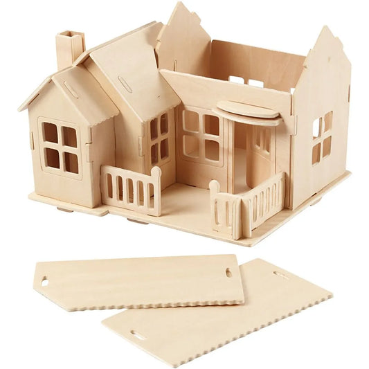 3D Wooden House Construction Kit - Home With a Terrace