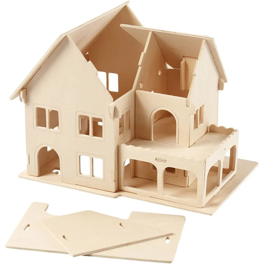3D Wooden House Construction Kit - Home With a Veranda